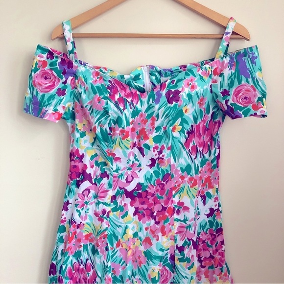 Vintage floral off the shoulder dress - Picture 6 of 10
